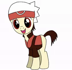 Size: 600x586 | Tagged: safe, artist:blondenobody, derpibooru import, ponified, earth pony, pony, blank flank, brendan, cute, male, pokémon, ruby, solo