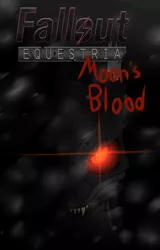 Size: 1280x2005 | Tagged: artist:lightning5trike, artist:slouping, cover art, cyborg, derpibooru import, fallout equestria, fallout equestria: moon's blood, fanfic art, fangs, glowing eyes, looking at you, safe, snow, snowfall