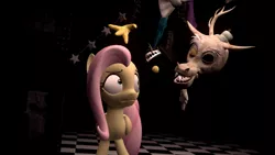 Size: 1366x768 | Tagged: 3d, animatronic, artist:fezwearingdoctor, derpibooru import, discord, dismangle, five nights at aj's, five nights at aj's 2, five nights at freddy's, five nights at freddy's 2, fluttershy, gmod, mangle, safe, scared, solo