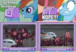 Size: 960x659 | Tagged: chop shop, derpibooru import, exploitable meme, meme, obligatory pony, rainbow dash, safe, spider, transformers, transformers robots in disguise (2015), tv meme