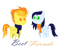 Size: 1600x1200 | Tagged: safe, artist:longct18, derpibooru import, soarin', spitfire, pony, alternate hairstyle, clothes, friendshipping, pointy ponies, scarf, scarves