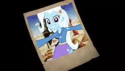 Size: 1280x720 | Tagged: safe, derpibooru import, edit, edited screencap, screencap, trixie, equestria girls, rainbow rocks, jojo's bizarre adventure, photobomb, photobombing trixie, stardust crusaders