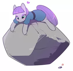 Size: 775x750 | Tagged: safe, artist:duskyamore, derpibooru import, boulder (pet), maud pie, tom, earth pony, pony, blushing, cargo ship, clothes, cute, female, heart, jealous, mare, maudabetes, rock, rockcon, shipping, simple background, that pony sure does love rocks, tomaud, white background