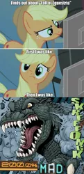 Size: 465x960 | Tagged: 200% mad, applejack, derpibooru import, fall of equestria, fimfiction, godzilla, godzilla (series), kaiju, meme, reaction, safe