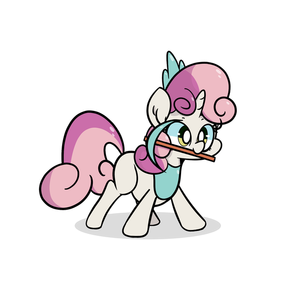 Size: 2000x2000 | Tagged: artist:turtlefarminguy, derpibooru import, don't mine at night, minecraft, mouth hold, pickaxe, safe, solo, sweetie belle