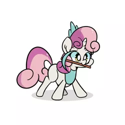 Size: 2000x2000 | Tagged: artist:turtlefarminguy, derpibooru import, don't mine at night, minecraft, mouth hold, pickaxe, safe, solo, sweetie belle