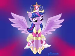 Size: 1000x750 | Tagged: safe, artist:anna-krylova, derpibooru import, twilight sparkle, twilight sparkle (alicorn), alicorn, pony, clothes, coronation dress, dress, female, mare, solo