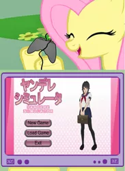Size: 845x1156 | Tagged: derpibooru import, exploitable meme, fluttershy, fs doesn't know what she's getting into, game, gamershy, meme, obligatory pony, safe, this will end in death, this will end in tears, tv meme, yandere simulator