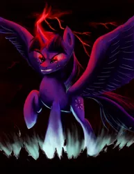 Size: 1024x1325 | Tagged: safe, artist:fox-moonglow, derpibooru import, twilight sparkle, twilight sparkle (alicorn), alicorn, pony, crying, female, glowing horn, horn, mare, solo