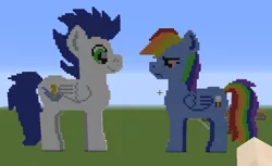 Size: 904x555 | Tagged: safe, derpibooru import, rainbow dash, soarin', female, game screencap, male, minecraft, minecraft pixel art, pixel art, shipping, soarindash, straight