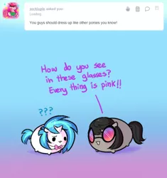 Size: 502x535 | Tagged: artist:pekou, ask, ask my little chubbies, can't see shit, chubbie, derpibooru import, octavia melody, safe, tumblr, vinyl scratch