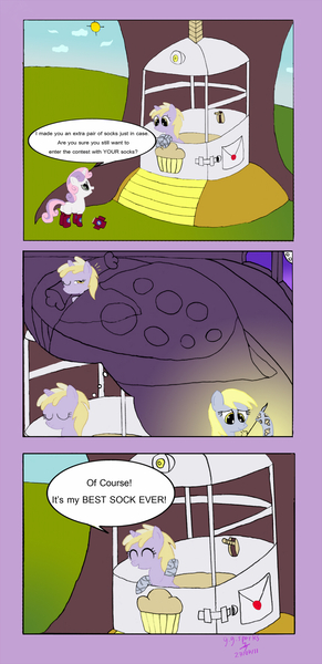 Size: 858x1771 | Tagged: safe, artist:gogglesparks, derpibooru import, derpy hooves, dinky hooves, sweetie belle, pegasus, pony, clothes, comic, cute, equestria's best daughter, female, heartwarming, mare, socks