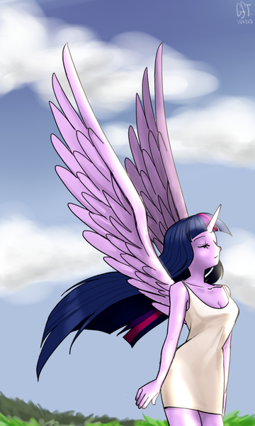Size: 600x1000 | Tagged: alicorn, artist:cofotory, derpibooru import, horn, horned humanization, human, humanized, pony coloring, safe, solo, twilight sparkle, twilight sparkle (alicorn), winged humanization, wings