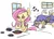 Size: 954x684 | Tagged: safe, artist:nobody, derpibooru import, fluttershy, gilda, gryphon, pegasus, pony, bed hair, blushing, cooking, egg, egg (food), eyes closed, female, food, fried egg, frying pan, gildashy, image, lesbian, mare, morning after, music notes, png, scratches, shipping, sleeping