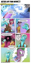 Size: 1252x2505 | Tagged: safe, artist:saturdaymorningproj, derpibooru import, bright smile, castle (crystal pony), spike, crystal pony, pony, autograph, blanket, brick joke, comic, crystal empire, firefighter, flashback, photo, smoke, this will end in fire