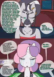 Size: 1280x1814 | Tagged: anthro, artist:somescrub, ask nudist sweetie belle, clothes, crying, derpibooru import, explicit source, oc, oc:h'ani, safe, sweetie belle, tumblr, zebra