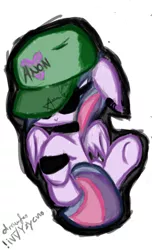 Size: 1000x1648 | Tagged: safe, alternate version, derpibooru import, edit, twilight sparkle, twilight sparkle (alicorn), oc, oc:anon, alicorn, pony, /mlp/, :>, baseball cap, bracelet, cap, clothes, collar, disguise, ear piercing, earring, female, floppy ears, hat, heart, jewelry, mare, piercing, raised hoof, sitting, smiling, solo, sunglasses, underhoof, wristband