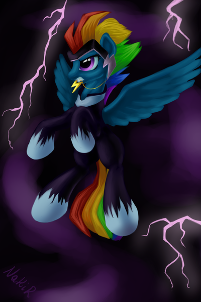 Size: 3333x5000 | Tagged: absurd resolution, artist:1nakir1, derpibooru import, lightning, power ponies, power ponies (episode), rainbow dash, safe, solo, zapp