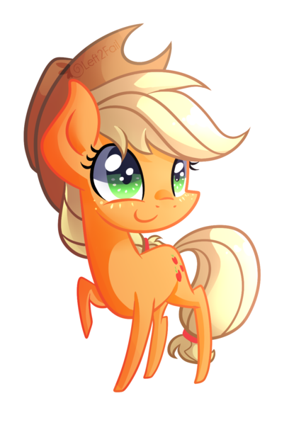 Size: 1035x1521 | Tagged: safe, artist:drawntildawn, derpibooru import, applejack, earth pony, pony, applejack's hat, chibi, cowboy hat, female, hat, mare, simple background, solo, transparent background, watermark