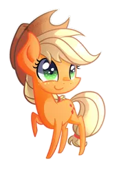 Size: 1035x1521 | Tagged: safe, artist:drawntildawn, derpibooru import, applejack, earth pony, pony, applejack's hat, chibi, cowboy hat, female, hat, mare, simple background, solo, transparent background, watermark