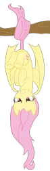 Size: 1179x4000 | Tagged: safe, artist:crimson, derpibooru import, fluttershy, bat pony, pony, bats!, bat ponified, bat wings, bored, fangs, flutterbat, pink hair, race swap, red eyes, simple background, solo, transparent background, tree branch, unamused, vector, wings