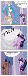 Size: 1737x4737 | Tagged: safe, artist:otakuap, derpibooru import, princess celestia, twilight sparkle, twilight sparkle (alicorn), alicorn, human, pony, celestia's true form, character to character, comic, crossover, exploitable meme, female, forced meme, mare, meme, spy, team fortress 2, transformation