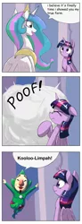 Size: 1737x4737 | Tagged: safe, artist:otakuap, derpibooru import, edit, princess celestia, twilight sparkle, twilight sparkle (alicorn), alicorn, pony, celestia's true form, character to character, comic, exploitable meme, female, forced meme, image, mare, meme, png, the legend of zelda, tingle, transformation, true form