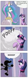 Size: 1737x4737 | Tagged: safe, artist:otakuap, derpibooru import, edit, princess celestia, twilight sparkle, twilight sparkle (alicorn), alicorn, pony, celestia's true form, character to character, comic, exploitable meme, female, forced meme, image, mare, meme, mr. game & watch, png, transformation, true form