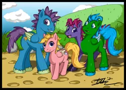 Size: 3626x2598 | Tagged: safe, artist:imotep92, artist:imotepnicholas, derpibooru import, oc, ponified, pegasus, pony, cassie (dragontales), conjoined, conjoined twins, dragon tales, multiple heads, ord, two heads, unshorn fetlocks, wheezie, zack, zak, zak and wheezie