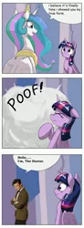 Size: 1501x4096 | Tagged: safe, artist:otakuap edit, derpibooru import, princess celestia, twilight sparkle, twilight sparkle (alicorn), alicorn, pony, celestia's true form, character to character, comic, doctor who, eleventh doctor, exploitable meme, female, forced meme, mare, matt smith, meme