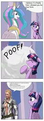 Size: 1737x4737 | Tagged: safe, artist:otakuap, derpibooru import, edit, princess celestia, twilight sparkle, twilight sparkle (alicorn), alicorn, pony, breasts, celestia's true form, character to character, cleavage, comic, exploitable meme, female, forced meme, image, mare, meme, metal gear, png, the boss, voice actor joke