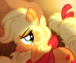 Size: 2000x1670 | Tagged: safe, artist:xwhitedreamsx, derpibooru import, applejack, pony, applejack's hat, bandana, bruised, cowboy hat, female, hat, messy mane, solo