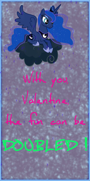 Size: 750x1500 | Tagged: artist:jimmy--chan, derpibooru import, holiday, princess luna, safe, solo, text, the fun has been doubled, valentine, valentine's day