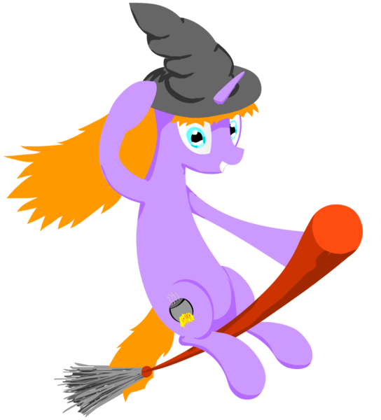 Size: 980x1080 | Tagged: artist:сладкий, broom, derpibooru import, flying, flying broomstick, hat, looking at you, oc, safe, smiling, solo, unofficial characters only, witch, witch hat