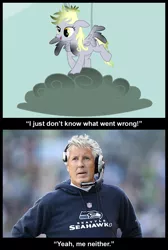 Size: 610x910 | Tagged: american football, caption, derpibooru import, derpy hooves, epic fail, fail, human, i just don't know what went wrong, irl, irl human, nfl, pete carroll, photo, safe, screencap, seattle seahawks, sports, super bowl, super bowl xlix, the last roundup, the seahawks should've ran the ball