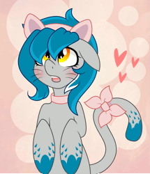 Size: 2349x2730 | Tagged: safe, artist:daydreamsyndrom, derpibooru import, oc, oc:will o' wisp, unofficial characters only, cat, earth pony, pony, animated, female, heart, mare, solo
