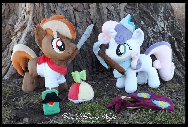 Size: 1600x1079 | Tagged: accessories, artist:peruserofpieces, buttonbetes, button mash, cute, derpibooru import, diasweetes, don't mine at night, irl, photo, plushie, safe, sweetie belle