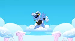 Size: 1099x597 | Tagged: cloud, cloudy, derpibooru import, madden, safe, screencap, solo, sonic rainboom (episode)