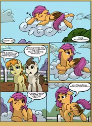 Size: 576x792 | Tagged: artist:itstaylor-made, cloud, cloudy, comic, comic:twilight's reign, derpibooru import, older, pound cake, pumpkin cake, safe, scootaloo, scootaloo can fly