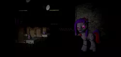 Size: 1024x480 | Tagged: animatronic, artist:birdivizer, artist:rainbinedashie, creepy, cute, derpibooru import, five nights at aj's, five nights at freddy's, glowing eyes, oc, oc:silent song, robot, safe, sharp teeth, solo, teeth, unofficial characters only