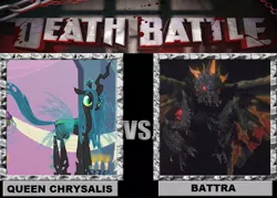 Size: 900x643 | Tagged: artist:kittenteentitans, battra, cue imminent curbstomp, death battle, derpibooru import, exploitable meme, godzilla (series), kaiju, meme, queen chrysalis, safe