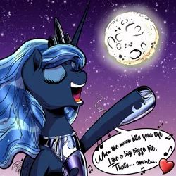 Size: 2000x2000 | Tagged: artist:gray--day, dean martin, derpibooru import, moon, princess luna, safe, singing, solo, song reference, that's amore