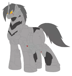 Size: 2209x2339 | Tagged: safe, artist:pyrus-leonidas, derpibooru import, ponified, android, pony, robot, fanfic:the bridge, fanfic art, godzilla (series), kiryu, kiryu (godzilla series), mechagodzilla, solo