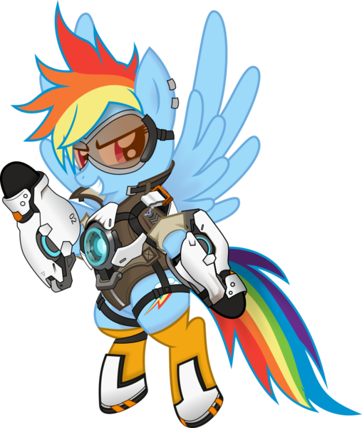 Size: 1024x1209 | Tagged: analiz sánchez, artist:farminilla, clothes, cosplay, costume, crossover, dead source, derpibooru import, goggles, latin american, overwatch, rainbow dash, rainbow tracer, safe, science fiction, simple background, solo, tracer, transparent background, vector, video game, voice actor joke