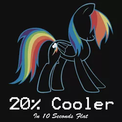 Size: 550x550 | Tagged: 10 seconds flat, 20% cooler, artist:mouseafterdeath, clothes, derpibooru import, merchandise, rainbow dash, redbubble, safe, shirt, solo, text, t-shirt