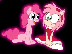 Size: 1024x777 | Tagged: amy rose, artist:luckyacesnof, crossover, cute, derpibooru import, pinkie pie, safe, sock, sonic the hedgehog (series)