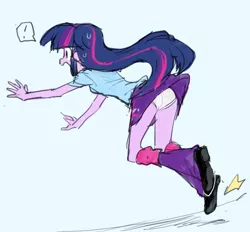 Size: 700x650 | Tagged: suggestive, artist:baekgup, derpibooru import, twilight sparkle, twilight sparkle (alicorn), alicorn, equestria girls, rainbow rocks, butt, clothes, panties, skirt, solo, tripping, twibutt, underwear, upskirt, white underwear