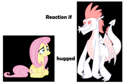 Size: 738x487 | Tagged: animated, artist:changeling #209458, crying, cute, derpibooru import, dragon, exploitable meme, eyes closed, fizzle, fluttershy, glomp, gritted teeth, hape, hug, meme, meta, reaction if, safe, scared, shivering, smiling, teenaged dragon, wavy mouth, wide eyes