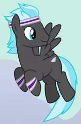 Size: 344x524 | Tagged: safe, derpibooru import, screencap, thunderclap, pegasus, pony, it ain't easy being breezies, background pony, cropped, flying, headband, male, solo, stallion