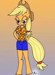 Size: 1700x2314 | Tagged: anthro, applejack, artist:lol20, derpibooru import, safe, solo, sonicified, sonic the hedgehog (series), style emulation, unguligrade anthro